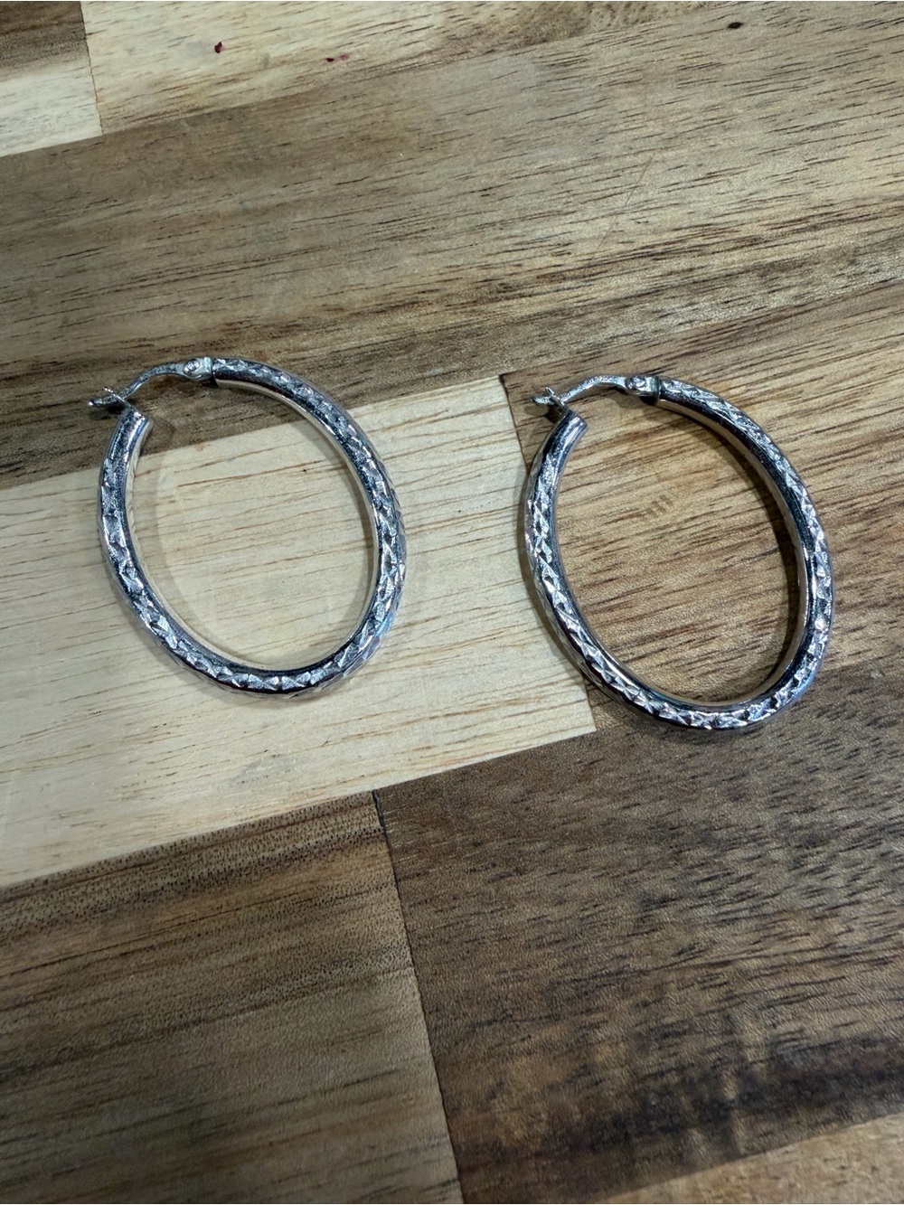 Textured 925 Silver Hoop Earrings